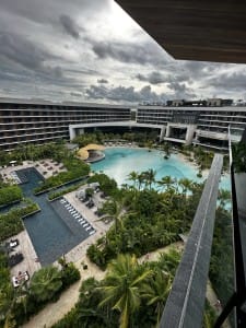 Aerial Pool Overview of Secrets Moxche & Impression Moxche | Viewpoint From Balcony of Master Suite