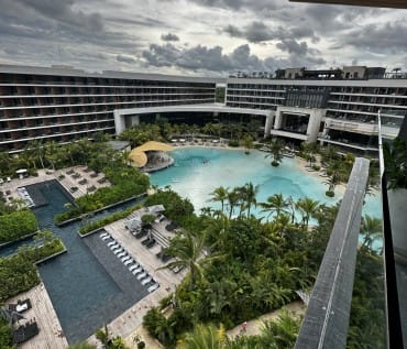 Aerial Pool Overview of Secrets Moxche & Impression Moxche | Viewpoint From Balcony of Master Suite