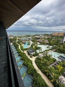 Aerial Pool Overview of Secrets Moxche & Impression Moxche | Viewpoint From Balcony of Master Suite