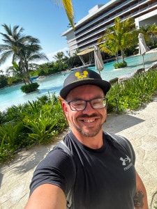 Mike from Caballeros Vacations at the Lagoon Pool at Secrets Moxche