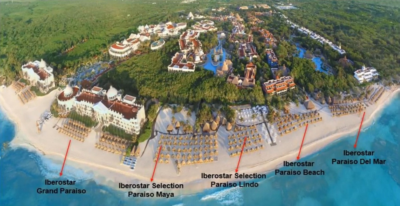 Aerial Overview Of The Iberostar Paraiso Complex & The 5 Resorts