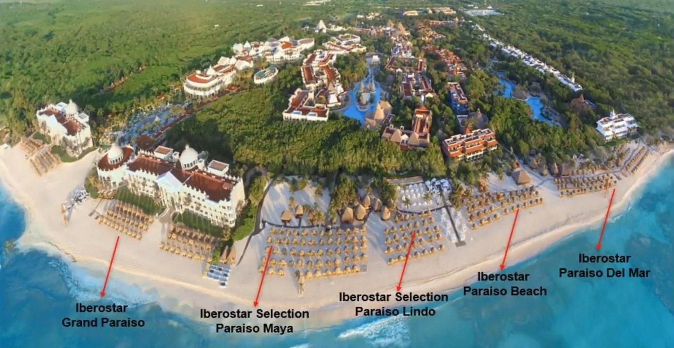 Aerial Overview Of The Iberostar Paraiso Complex & The 5 Resorts