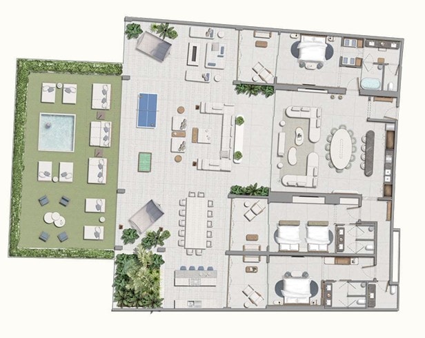 AVA Resort Cancun Room Layouts - Beach Club Villa