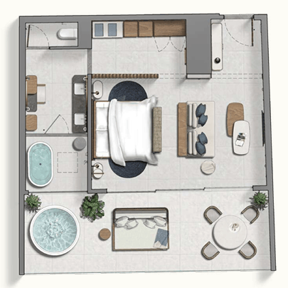 AVA Resort Cancun Room Layouts - Central Oceanfront