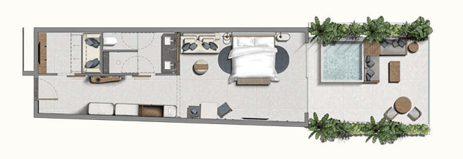AVA Resort Cancun Room Layouts - Oceanfront F&F