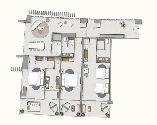 AVA Resort Cancun Room Layouts - Panoramic Suite K&K