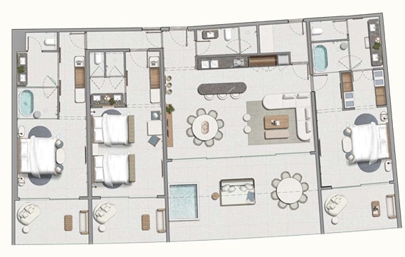 AVA Resort Cancun Room Layouts - Penthouse Villa